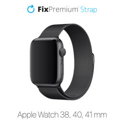 FixPremium - Řemínek Milanese Loop pro Apple Watch (38, 40 a 41mm), černá