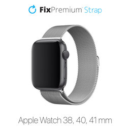 FixPremium - Řemínek Milanese Loop pro Apple Watch (38, 40 a 41mm), stříbrná