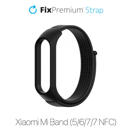 FixPremium - Nylonový Řemínek pro Xiaomi Mi Band (5/6/7/7 NFC), černá