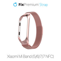 FixPremium - Řemínek Milanese Loop pro Xiaomi Mi Band (5/6/7/7 NFC), rose gold