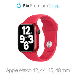 FixPremium - Silikonový Řemínek pro Apple Watch (42, 44, 45 a 49mm), červená