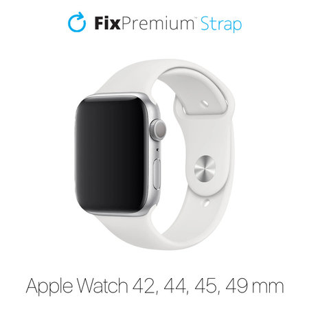 FixPremium - Silikonový Řemínek pro Apple Watch (42, 44, 45 a 49mm), bílá