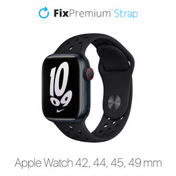 FixPremium - Silikonový Sportovní Řemínek pro Apple Watch (42, 44, 45 a 49mm), černá