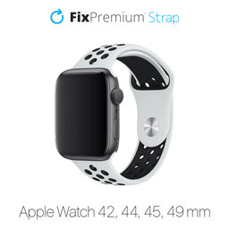 FixPremium - Silikonový Sportovní Řemínek pro Apple Watch (42, 44, 45 a 49mm), bílá