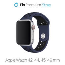 FixPremium - Silikonový Sportovní Řemínek pro Apple Watch (42, 44, 45 a 49mm), modrá