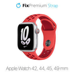 FixPremium - Silikonový Sportovní Řemínek pro Apple Watch (42, 44, 45 a 49mm), červená