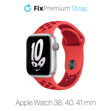 FixPremium - Silikonový Sportovní Řemínek pro Apple Watch (38, 40 a 41mm), červená