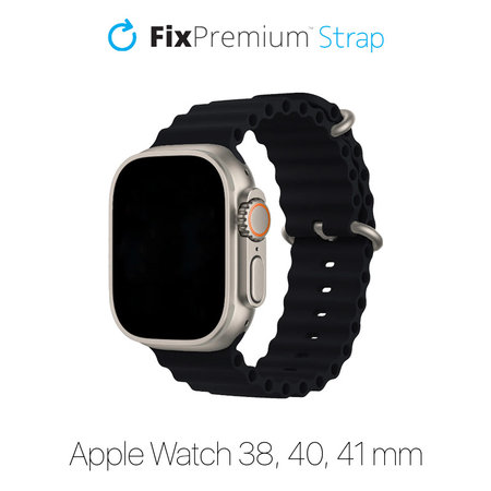FixPremium - Řemínek Ocean Loop pro Apple Watch (38, 40 a 41mm), černá