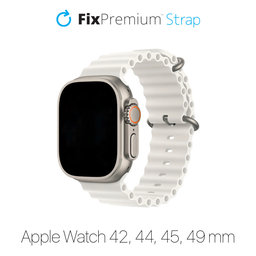 FixPremium - Řemínek Ocean Loop pro Apple Watch (42, 44, 45 a 49mm), bílá