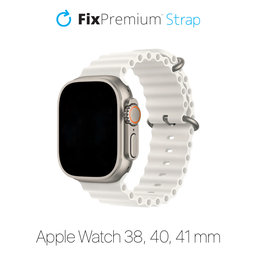 FixPremium - Řemínek Ocean Loop pro Apple Watch (38, 40 a 41mm), bílá