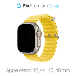 FixPremium - Řemínek Ocean Loop pro Apple Watch (42, 44, 45 a 49mm), žlutá