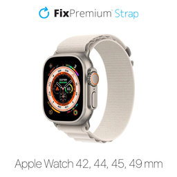 FixPremium - Řemínek Alpine Loop pro Apple Watch (42, 44, 45 a 49mm), starlight