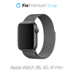 FixPremium - Řemínek Milanese Loop pro Apple Watch (38, 40 a 41mm), graphite