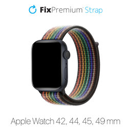 FixPremium - Nylonový Řemínek pro Apple Watch (42, 44, 45 a 49mm), pride