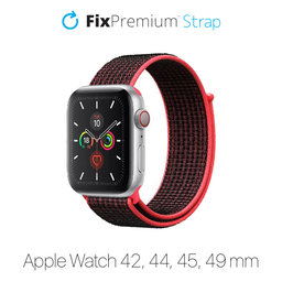FixPremium - Nylonový Řemínek pro Apple Watch (42, 44, 45 a 49mm), červená