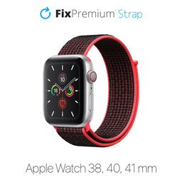 FixPremium - Nylonový Řemínek pro Apple Watch (38, 40 a 41mm), červená