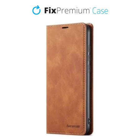 FixPremium - Puzdro Business Wallet pro iPhone 14 Plus, hnědá