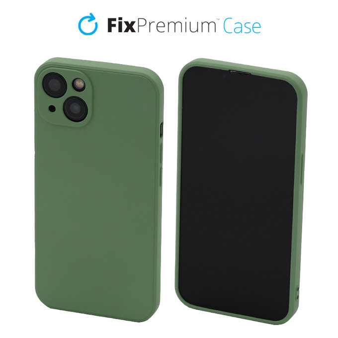 FixPremium - Puzdro Rubber pro iPhone 13 a 14, zelená