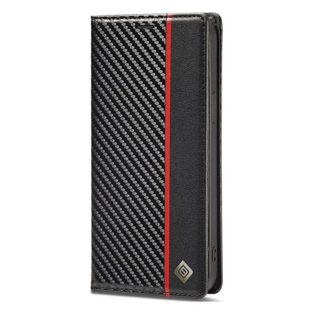 FixPremium - Puzdro Carbon Wallet pro iPhone 12 a 12 Pro, černá