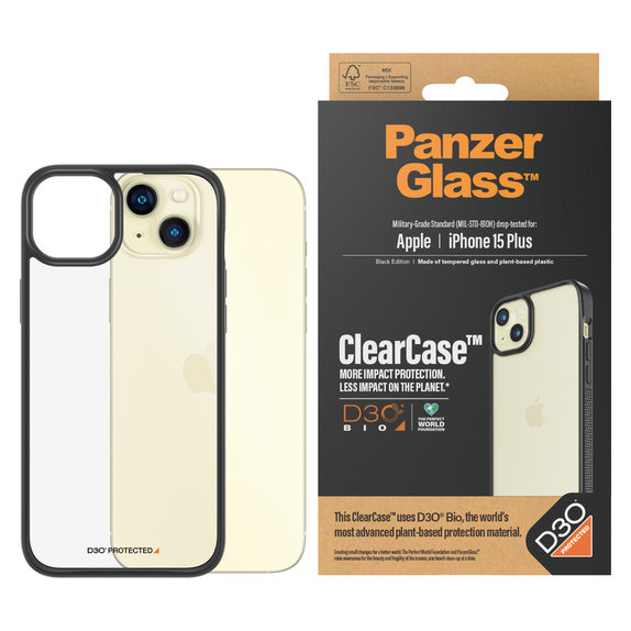Pouzdro ClearCase D3O pro iPhone 15 Plus, Černá, PanzerGlass