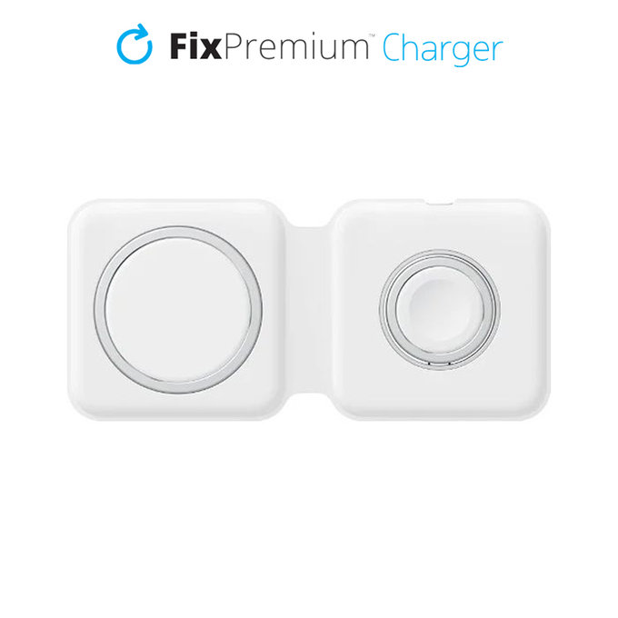 FixPremium - MagSafe Duo pro iPhone a Apple Watch, bílá
