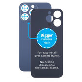 Apple iPhone 15 Pro Max - Sklo Zadního Housingu se Zvětšeným Otvorem na Kameru (Blue Titanium)