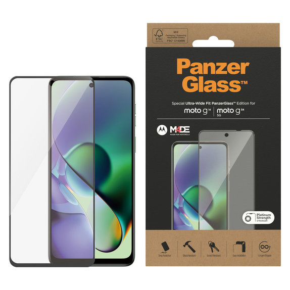Tvrzené sklo UWF pro Motorola Moto G14/G54 5G, Černá, PanzerGlass