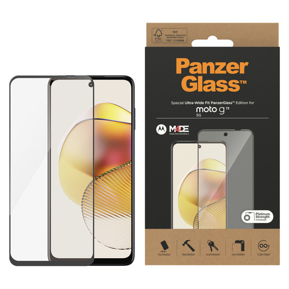 Tvrzené sklo UWF pro Motorola Moto G73 5G, Černá, PanzerGlass