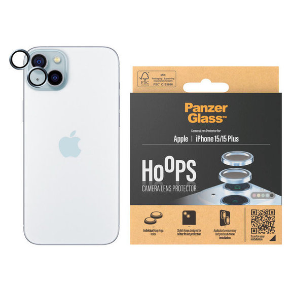 Ochranný kryt objektivu Hoops pro iPhone 15/15 Plus, Modrá, PanzerGlass