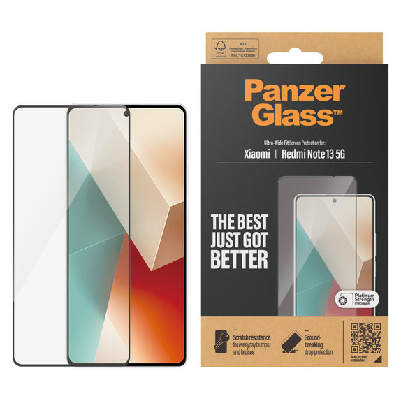 Tvrzené sklo UWF pro Xiaomi Redmi Note 13, Černá, PanzerGlass