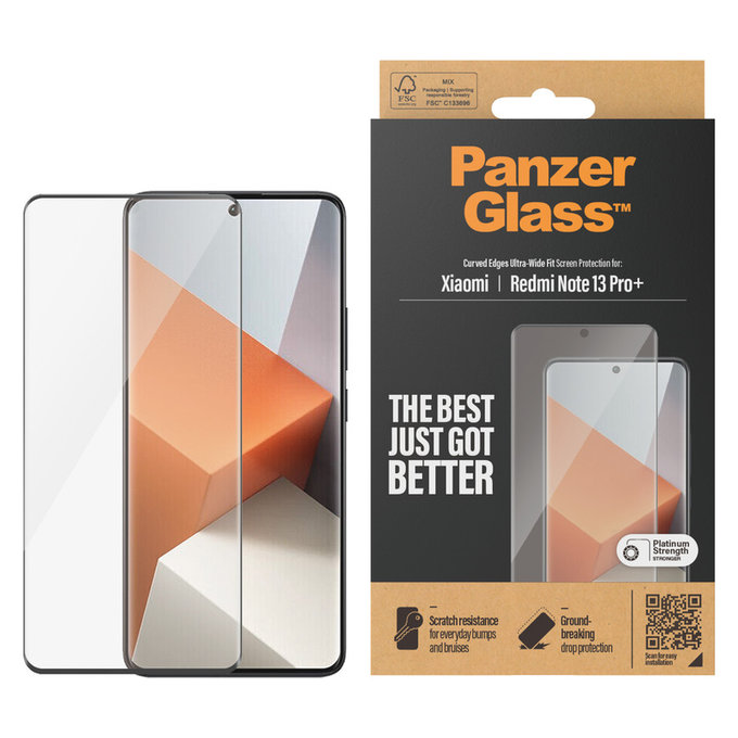 Tvrzené sklo UWF pro Xiaomi Redmi Note 13 Pro+, Černá, PanzerGlass