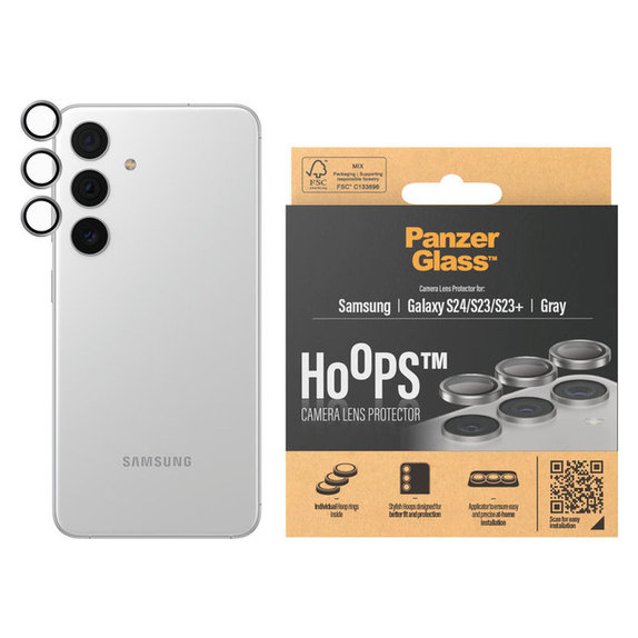 Ochranný kryt objektivu Hoops pro Samsung Galaxy S24/S23/S23+, Šedá, PanzerGlass