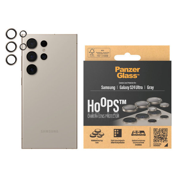 Ochranný kryt objektivu Hoops pro Samsung Galaxy S24 Ultra, Šedá, PanzerGlass