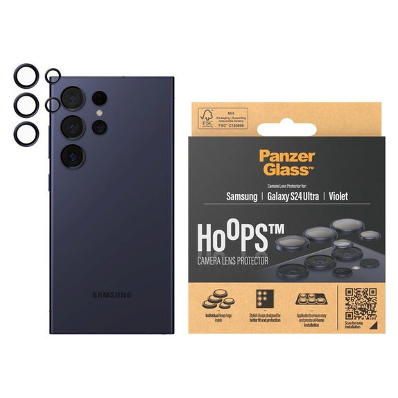 Ochranný kryt objektivu Hoops pro Samsung Galaxy S24 Ultra, Fialová, PanzerGlass