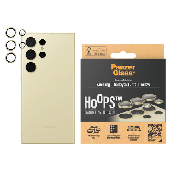 Ochranný kryt objektivu Hoops pro Samsung Galaxy S24 Ultra, Žlutá, PanzerGlass