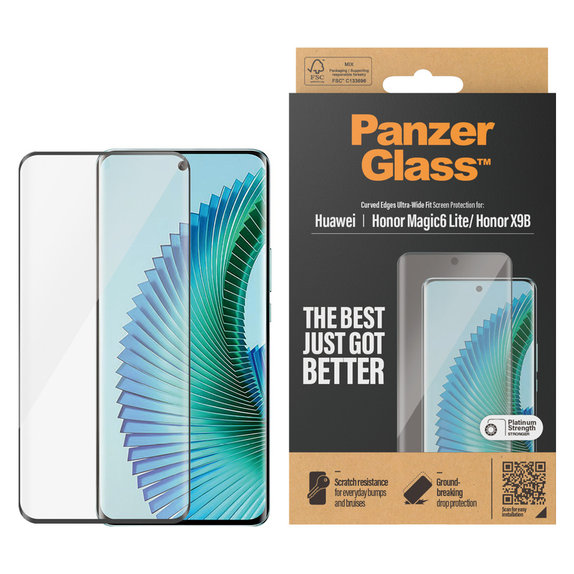Tvrzené sklo UWF pro Honor Magic6 Lite, Černá, PanzerGlass