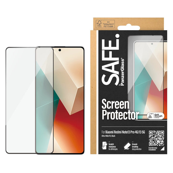 Tvrzené sklo UWF pro Xiaomi Redmi Note 13 4G, Černá, SAFE by PanzerGlass