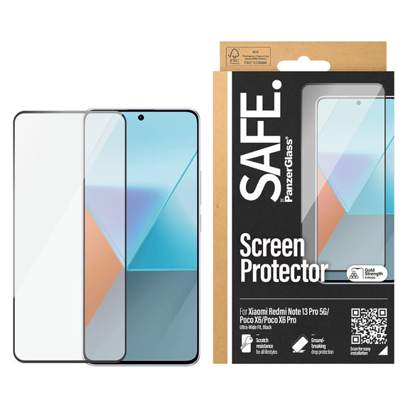 Tvrzené sklo UWF pro Xiaomi Redmi Note 13 Pro 5G, Černá, SAFE by PanzerGlass