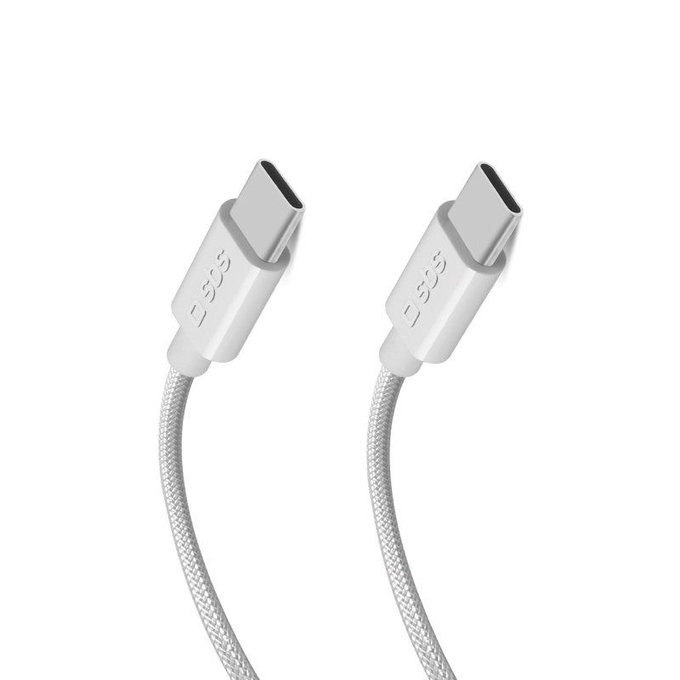 SBS - Opletený kabel USB-C/USB-C, PD, 100W, 1.5m, bílá