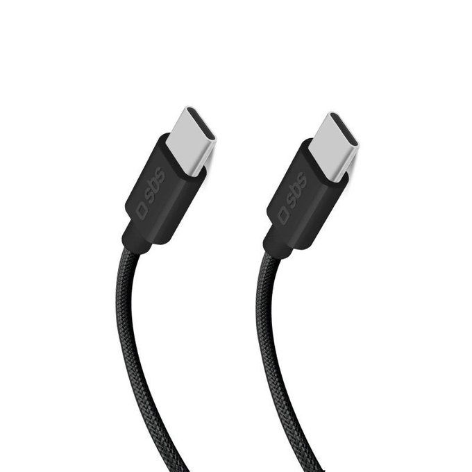 SBS - Opletený kabel USB-C/USB-C, PD, 100W, 1.5m, černá