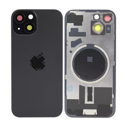 Apple iPhone 15 - Sklo Zadního Housingu + Sklíčko Kamery + Kovová Destička + Magsafe Magnet (Black)