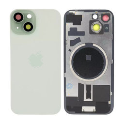 Apple iPhone 15 - Sklo Zadního Housingu + Sklíčko Kamery + Kovová Destička + Magsafe Magnet (Green)