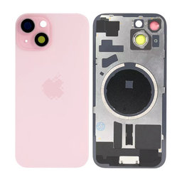 Apple iPhone 15 - Sklo Zadního Housingu + Sklíčko Kamery + Kovová Destička + Magsafe Magnet (Pink)