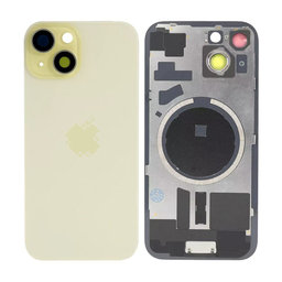 Apple iPhone 15 - Sklo Zadního Housingu + Sklíčko Kamery + Kovová Destička + Magsafe Magnet (Yellow)