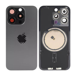 Apple iPhone 15 Pro - Sklo Zadního Housingu + Sklíčko Kamery + Kovová Destička + Magsafe Magnet (Black Titanium)