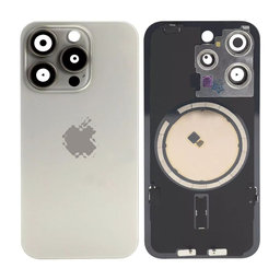 Apple iPhone 15 Pro - Sklo Zadního Housingu + Sklíčko Kamery + Kovová Destička + Magsafe Magnet (Natural Titanium)
