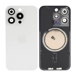 Apple iPhone 15 Pro - Sklo Zadního Housingu + Sklíčko Kamery + Kovová Destička + Magsafe Magnet (White Titanium)