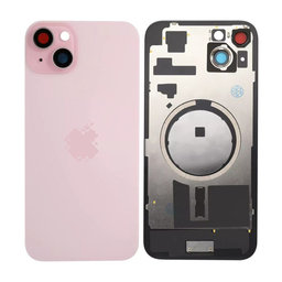 Apple iPhone 15 Plus - Sklo Zadního Housingu + Sklíčko Kamery + Kovová Destička + Magsafe Magnet (Pink)