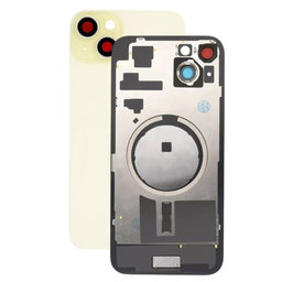 Apple iPhone 15 Plus - Sklo Zadního Housingu + Sklíčko Kamery + Kovová Destička + Magsafe Magnet (Yellow)