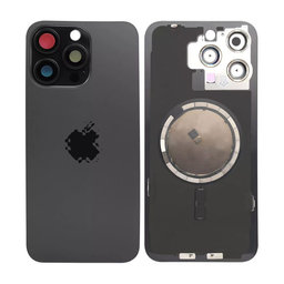Apple iPhone 15 Pro Max - Sklo Zadního Housingu + Sklíčko Kamery + Kovová Destička + Magsafe Magnet (Black Titanium)